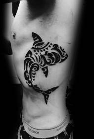 Side rib sort totem haj Polynesisk tatoveringsmønster