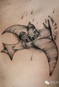 puntdornstyl swarte fleanende fantasy mûs cartoon tattoo patroan
