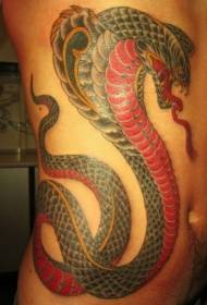 costelas laterais enorme padrão de tatuagem de cobra colorida