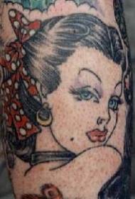 секси девојка портрет насликана шема на тетоважи