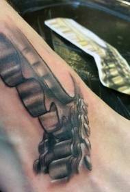 interessante modello di tatuaggio meccanico a catena grigio nero