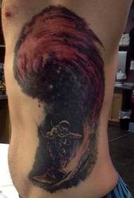 страна на половината темна вселенска астронаут шема на тетоважа