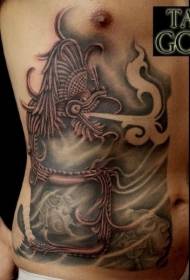buken färg antika målning mystiska draken tatuering mönster