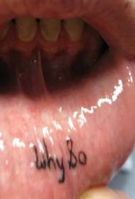 черно писмо символ на татуировка символ вътре в устните