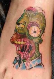 Instep umbala odumile we-carton zombie tattoo iphethini