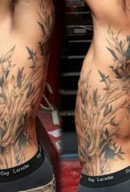 sānu ribas gudrs reālistisks stila bambusa tetovējums
