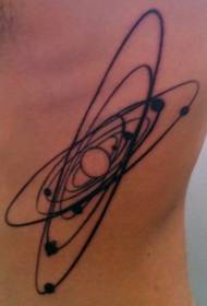simple black solar system side rib tattoo pattern