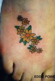 instep color small fresh flower tattoo pattern
