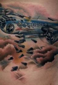 Талія боку ілюстрацыі стыль колер татуіроўкі бомба Другой сусветнай вайны