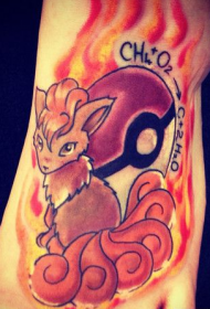 Instep Pokemon Me Me fox cartoon tattoo