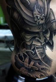 side rib Asian style samurai helmet with skull tattoo pattern