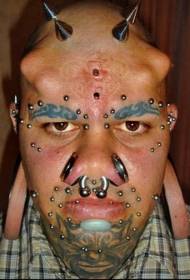 men's face scary tattoo pattern