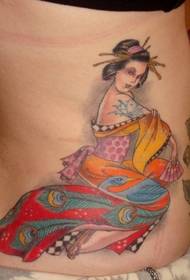 side rib traditional costume geisha painted tattoo pattern