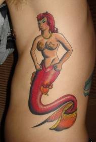 model beli tatuazh sirenë me ngjyrën e belit