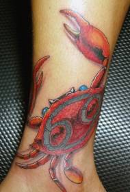 calf beautiful color crab tattoo pattern