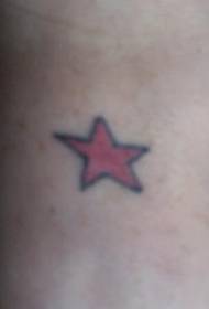 black line small red star tattoo pattern