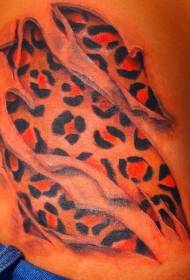 stranska rebra srčkan barvni vzorec tetovaže leoparda