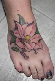 Instep Elegant Light Pink Magnolia Flower Tattoo pattern