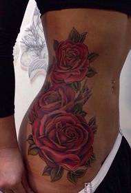 Sexy beauty side ribs on sexy red rose tattoo picture