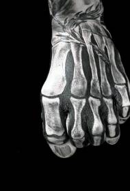 padrão de tatuagem realista mão ossos preto e branco
