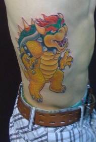 side rib cartoon colored yellow dinosaur tattoo pattern