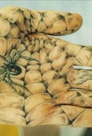 male palm spider web tattoo pattern