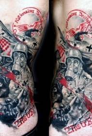 χρώμα πλευρά της μέσης στρατιωτική πολεμιστής εικόνα τατουάζ επιστολή