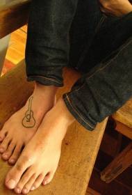 male instep simple guitar tattoo pattern