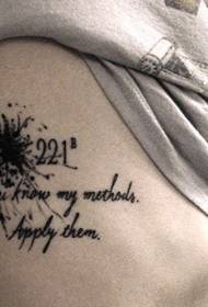 side rib black splash ink with alphanumeric tattoo pattern