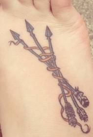 three insteps Tribal arrows and rope knotted tattoo pattern