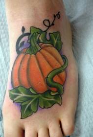 female instep simple painted small pumpkin tattoo pattern