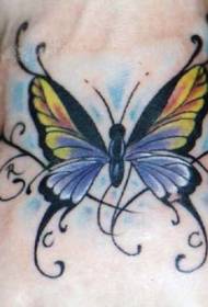 yellow and purple butterfly tattoo pattern on the back