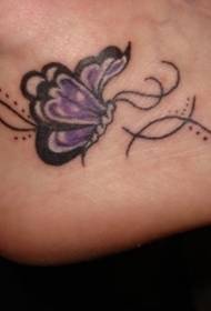 purple butterfly foot heel tattoo pattern