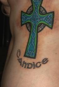 side rib celtic knot blue cross Tattoo pattern