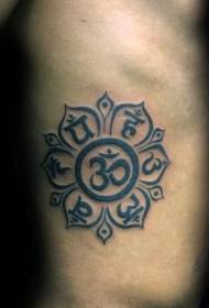 side rib black Hindu theme character tattoo pattern