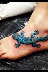 zoo nkauj xiav gecko instep tattoo txawv