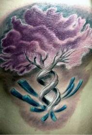 waist side color DNA tree tattoo pattern