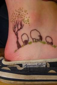 ankle cute green tree tattoo pattern