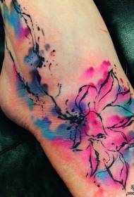 Instep color splash ink tattoo pattern