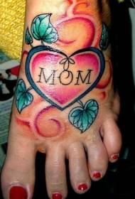 female feet color love mom decorative tattoo pictures