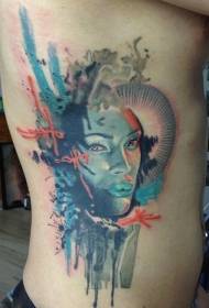 pas strani stranski slog slog barva ženski portret tatoo vzorec