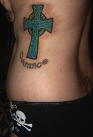 side rib celtic style cross tattoo pattern