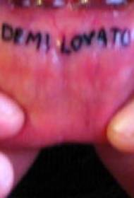 black English word tattoo inside the lips Pattern