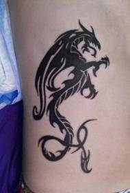 side rib black flying monster tattoo pattern