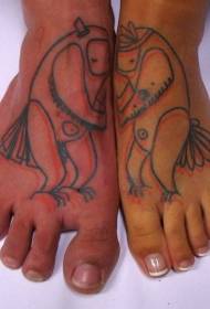 smieklīgs putnu tetovējuma raksts uz kājas 113284 - zīdaiņa gudrs, zaļās vardes tetovējums
