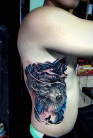 мужская сторона ребра личности волк татуировки