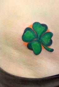 patrón de tatuaje de trébol de cuatro hojas verde brillante