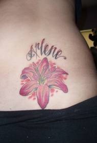 female waist side color lily tattoo pattern