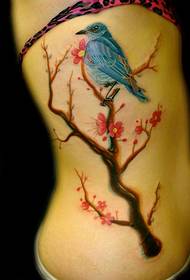 візерунок татуювання бічної талії: візерунок татуювання бічної талії сливи квітка птах