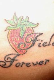 female waist side color strawberry tattoo pattern